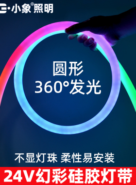 超亮led硅胶灯带幻彩流水24V户外防水圆形线条灯霓虹调光变色霓虹