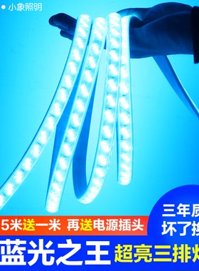 超亮led灯带冰蓝光户外防水灯带条冷蓝色浅蓝光KTV招牌软灯条220V