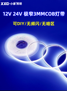 超窄超细COB灯带3MM12v24v线形灯软灯条自粘工艺品DIY沙盘无频闪