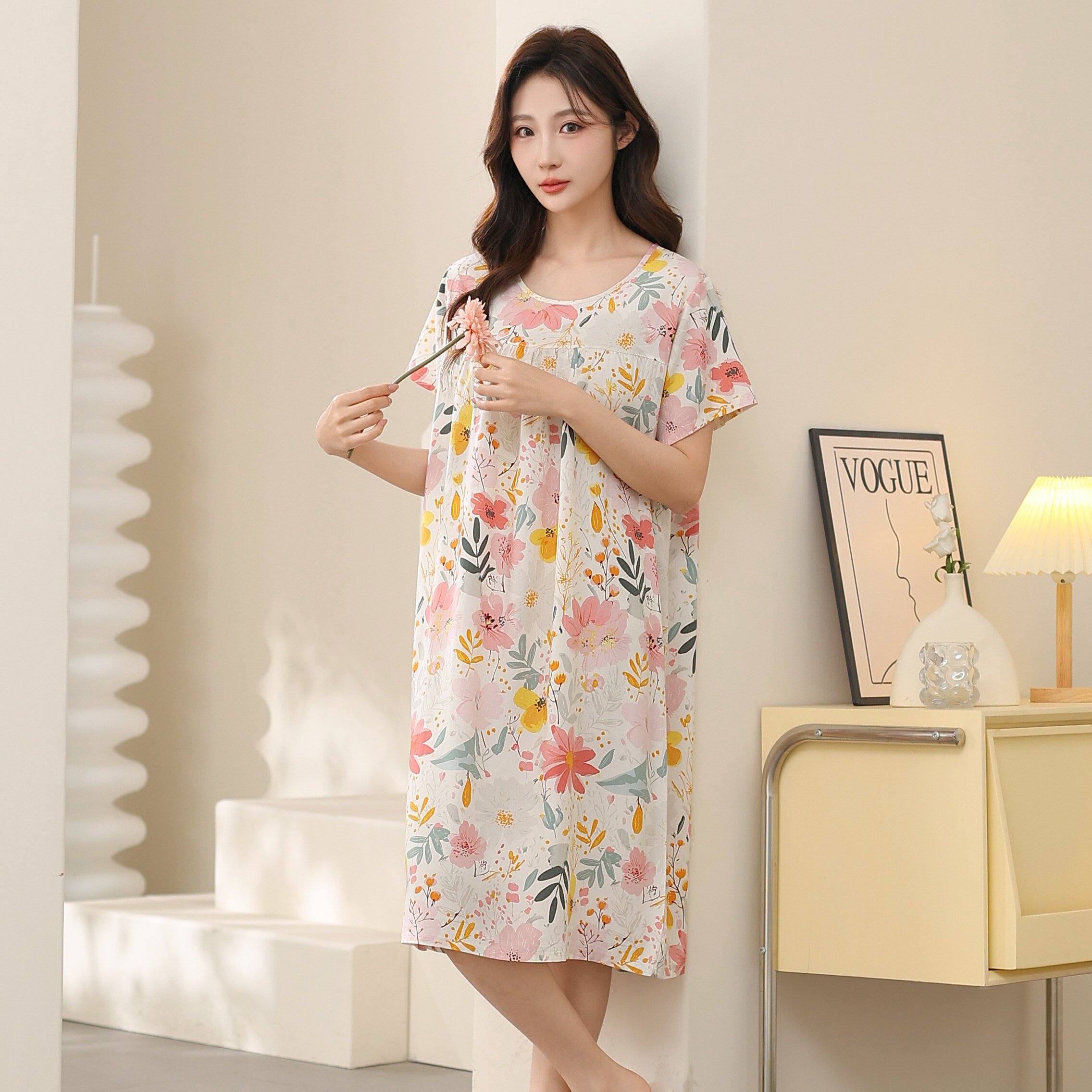 绵绸家居服薄款短袖女士夏季图片