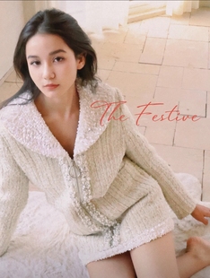 The Festive佩里月光小香套装粗毛呢甜美温柔两件套优雅复古时尚