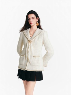 百搭小香风外套 26春夏海军领小香风粗花呢外套时尚 DIANA VEVINA