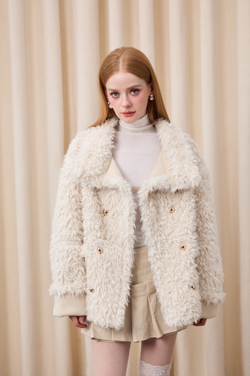 25秋冬长袖皮毛一体外套短款两件