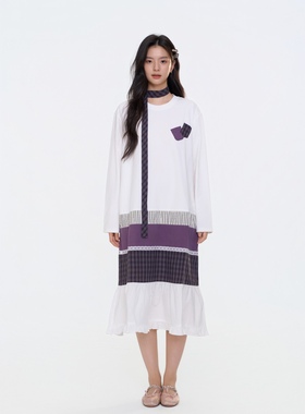 NOT FOR US新款白色拼接chocker针织衫假两件毛衣松弛中长款宽松