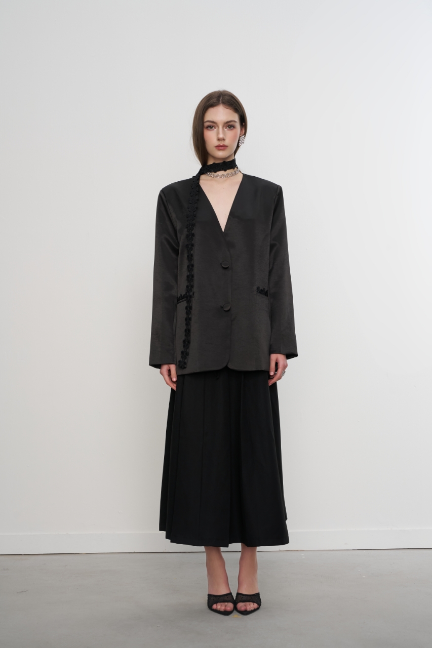 Aimme sparrow25春夏真丝花朵chocker西服外套时尚潮流百搭女上衣