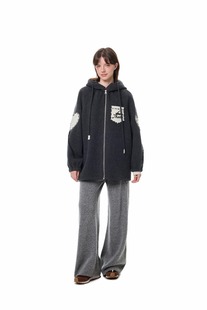 灰色拼贴爱心毛呢外套时尚 25秋冬新品 潮流百搭女 Martin Andrea