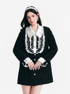 DIANA 百搭小香风 VEVINA26春夏缎面拼接荷叶边宫廷风小香外套时尚