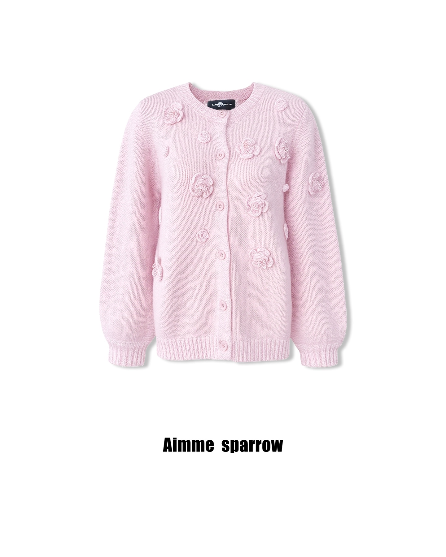 Aimme sparrow 26春夏粉色/米色立体花朵毛衣