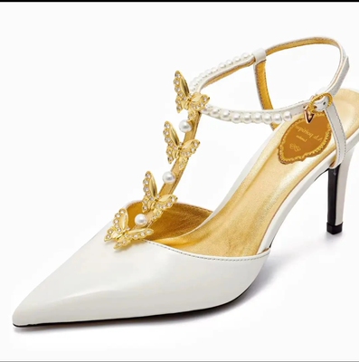 A.B.Poetique高级感尖头蝴蝶水钻凉鞋女新款洋气夏季高跟鞋时尚