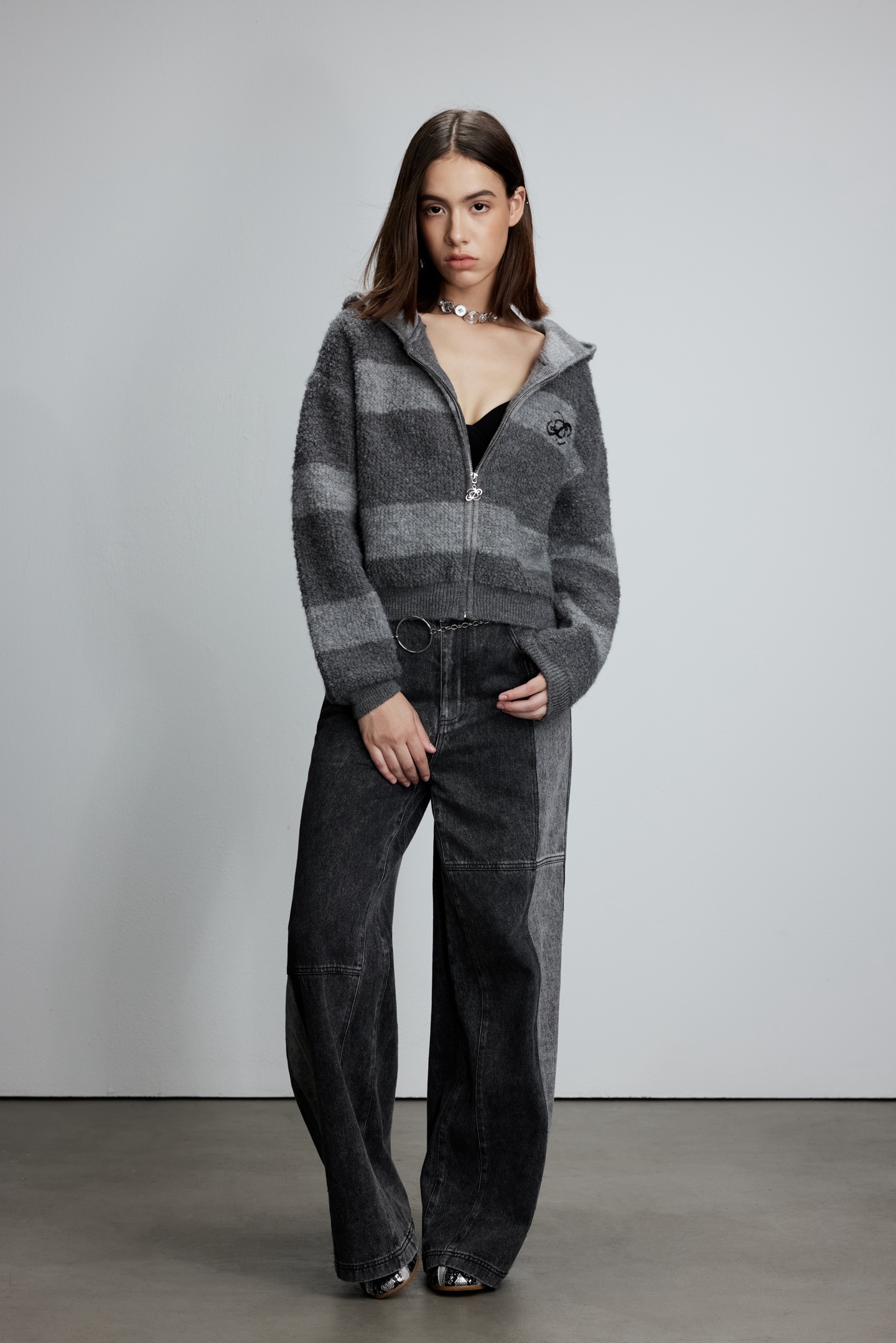 JACFLeurant25AW不对称牛仔裤