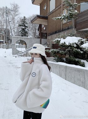 喜哥/沈月同款Aimme sparrow经典款羊羔毛LOGO外套时尚百搭女上衣