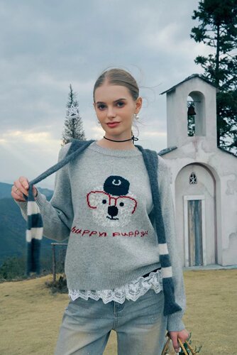 虞兮西同款Aimme sparrow25秋冬考拉毛衣时尚潮流百搭女针织衫