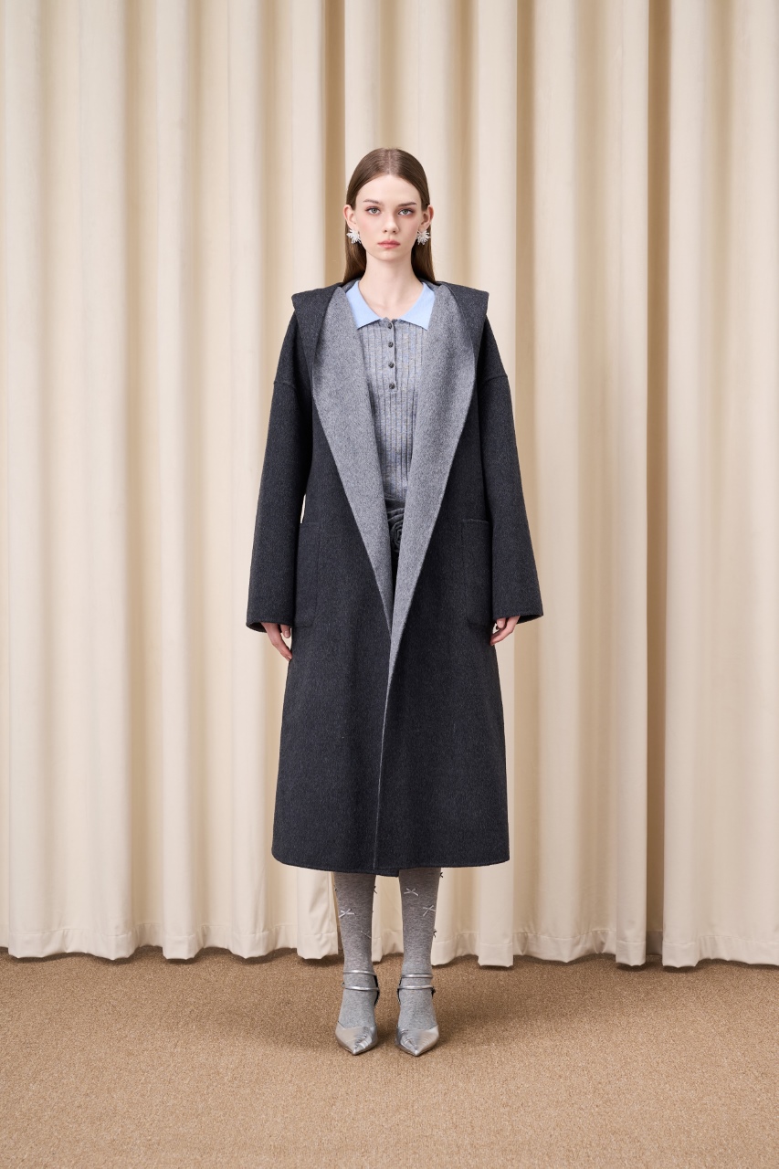 25秋冬长款束腰双面穿大衣