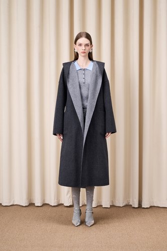 25秋冬长款束腰双面穿大衣