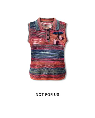 NOT FOR US26秋冬新款彩虹蘑菇/花朵Polo衫时尚针织背心