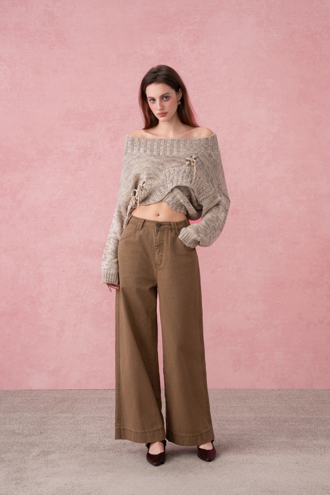 DIANA VEVINA25秋冬卡其牛仔裤时尚潮流百搭女裤休闲直筒裤高级感