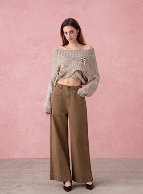 DIANA VEVINA25秋冬卡其牛仔裤时尚潮流百搭女裤休闲直筒裤高级感