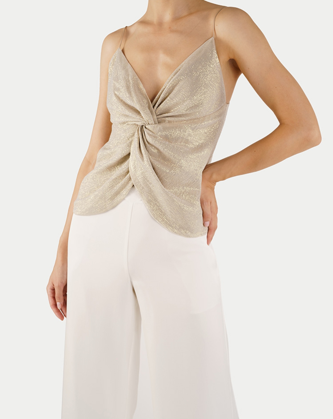 Charlotta Gandolfo真丝扭结吊带背心时尚百搭上衣通勤休闲小衫