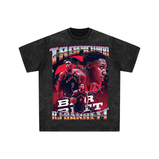 球星T恤美式水洗宽松嘻哈重磅复古多伦多猛龙RJ巴雷特大狙