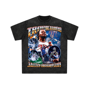 球星T恤美式直喷水洗宽松嘻哈街头重磅复古短袖尼克斯杰伦布伦森