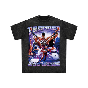 球星T恤美式水洗宽松嘻哈重磅复古拉斯维加斯王牌队阿贾威尔逊