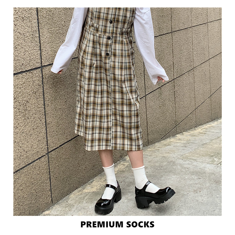 袜子女白色卷边外穿日系中筒袜