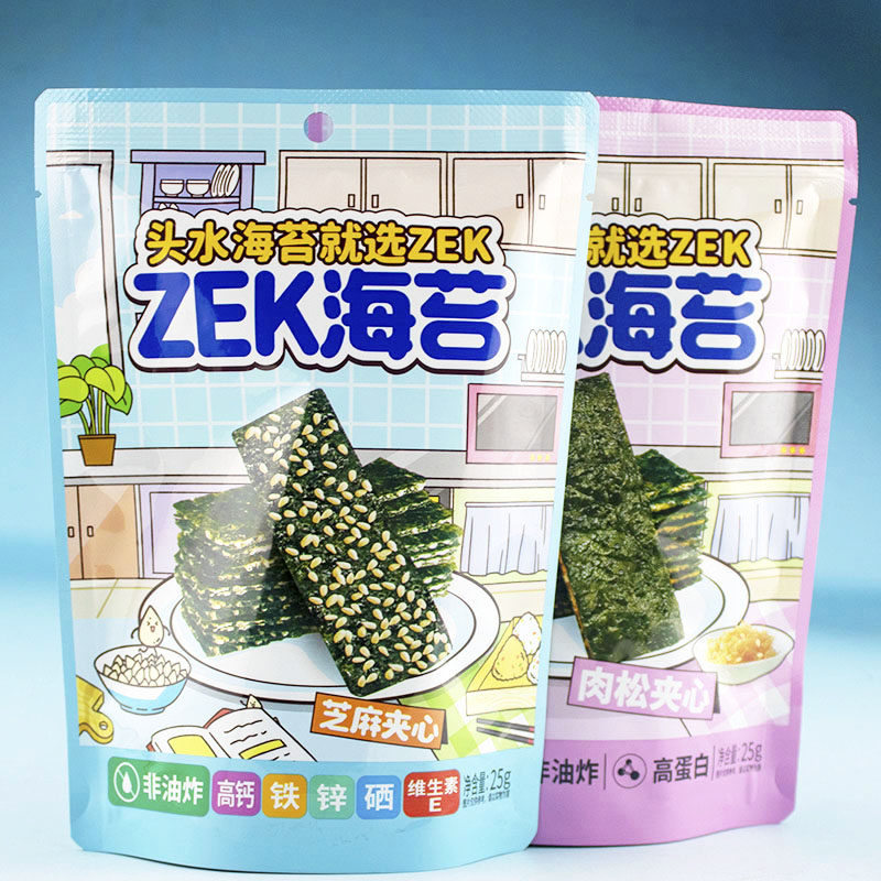 ZEK每日夹心海苔肉脯海苔芝麻夹心25g紫菜脆拌饭休闲小零食即食