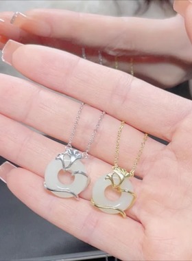 S999纯银和田玉平安扣项链