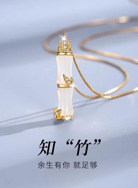 纯银竹节项链女款新中式轻奢小众