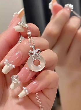 中国风平安白玉髓纯银送闺蜜女友