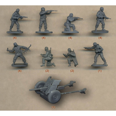 凯撒Caesar 1/72兵人模型 H097二战德军冬装雪地装和炮