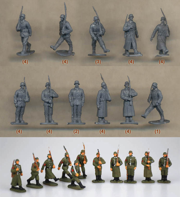 凯撒caesar二战1:72迷你兵人模型h081 步兵站岗阅兵仪仗队