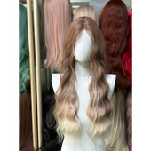 小额蕾丝雨琦弟弟羊毛卷假发女中分卷发时尚 自然逼真仿真发全头套