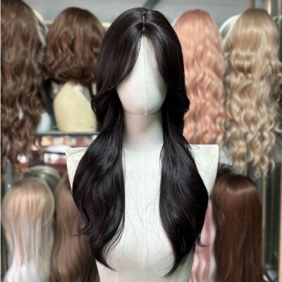 蕾丝中分大波浪整顶仿真假发