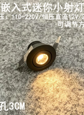 220V12V24V可调角度led迷你小射灯1W3W开孔3公分嵌入式展柜牛眼灯