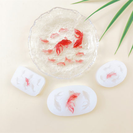 迷你锦鲤硅胶模具甜品蛋糕烘焙模diy手工滴胶树脂美甲小饰品模具