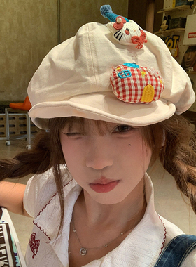 日系可爱通贝雷帽女夏季薄显脸小