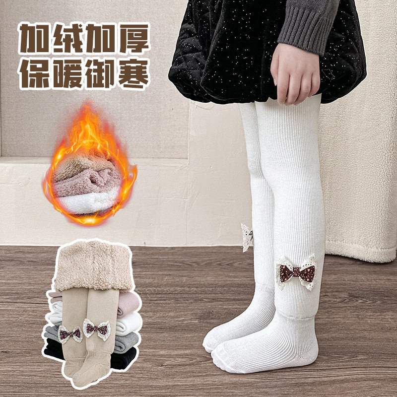 蝴蝶结冬款竖条加厚女童连裤袜儿童加绒保暖舞蹈袜宝宝打底裤,童装/婴儿装/亲子装,儿童袜子(0-16岁),淘宝优惠券,粉丝福利购,淘宝优惠卷