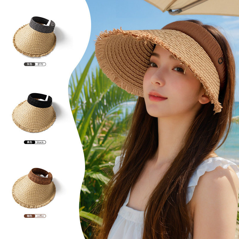 夏季防晒帽女透气紫外线百搭草编