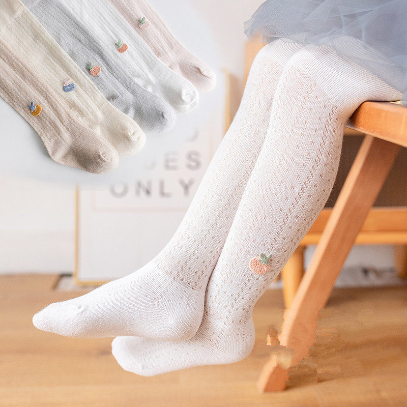 儿童连裤袜薄款夏季女童丝袜网眼透气婴儿夏天小菠萝连裤袜中小童