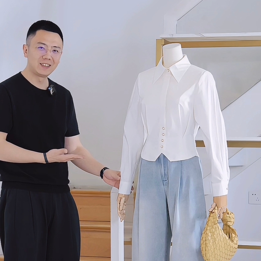 杰唯卡 法式复古宫廷风褶皱衬衫女2025秋宽松收腰高级设计感衬衣