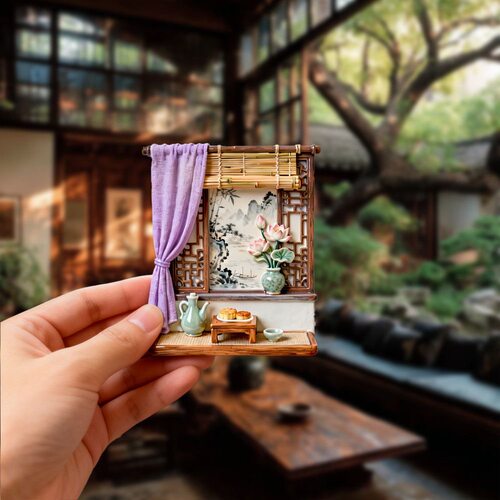 一帘幽梦树脂浮雕磁吸冰箱贴创意古风家居装饰品小礼品伴手礼批发