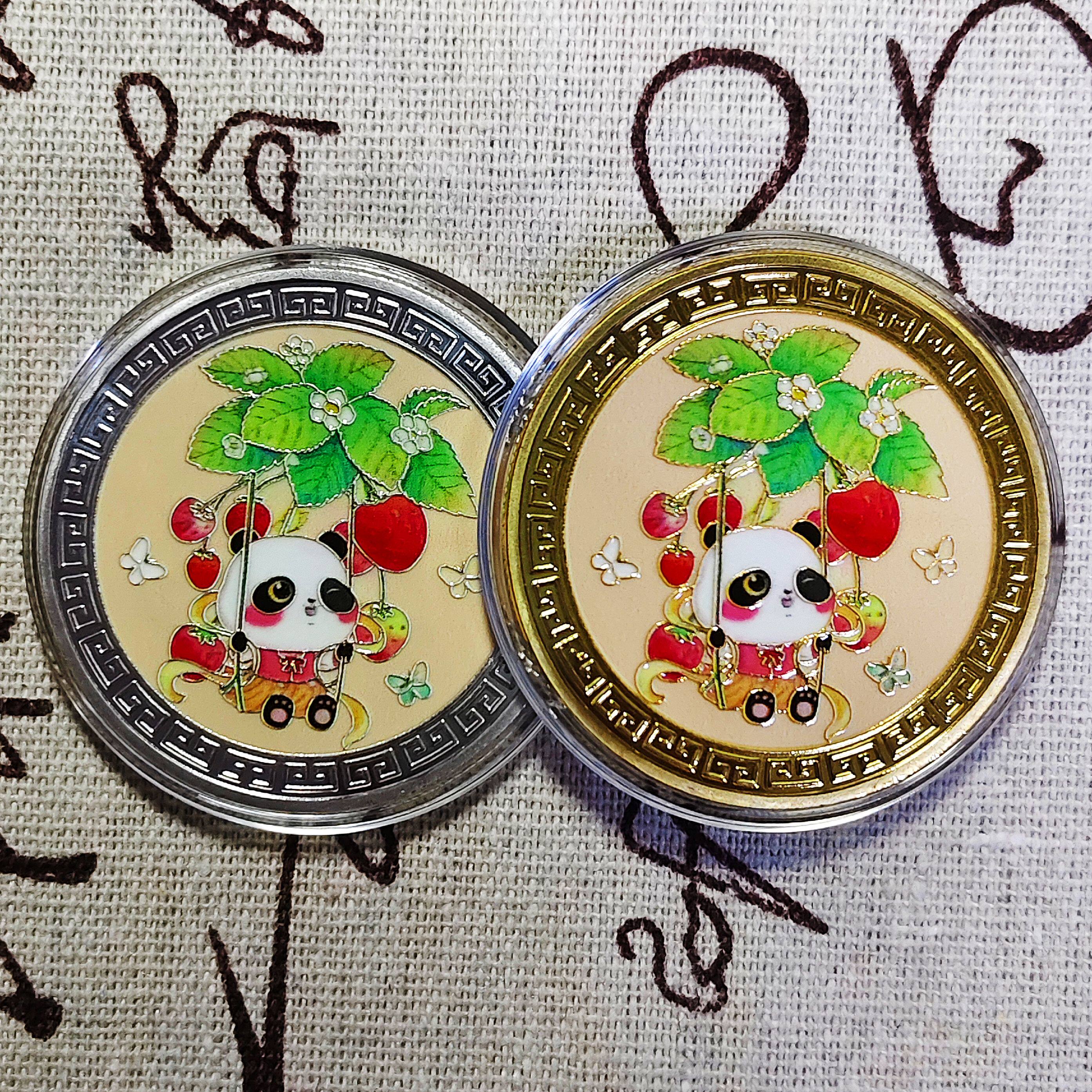 새로운 국보 팬더 기념 메달 베리에 문제가 있습니다 컬러 금속 동전 수집 기념품 문화 및 창의적 선물 편리한 선물