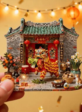 岭南舞狮金属冰箱贴佛山顺德广州旅游纪念品磁吸文创立体伴手礼物
