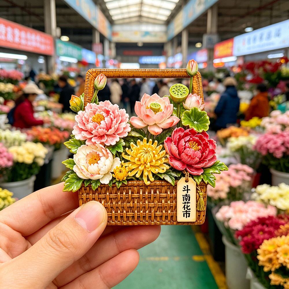 斗南花市树脂浮雕磁吸冰箱贴云南文创旅游纪念品小礼品伴手礼装饰