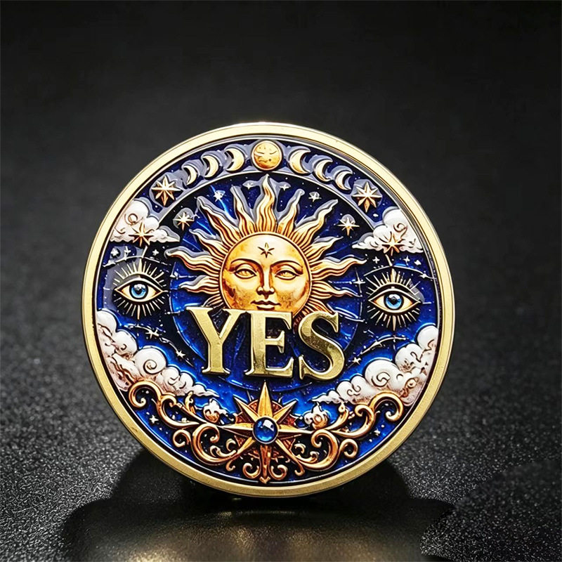 跨境供 YES许愿决策币金银双色浮雕纪念章随身把玩摆件幸运币收藏