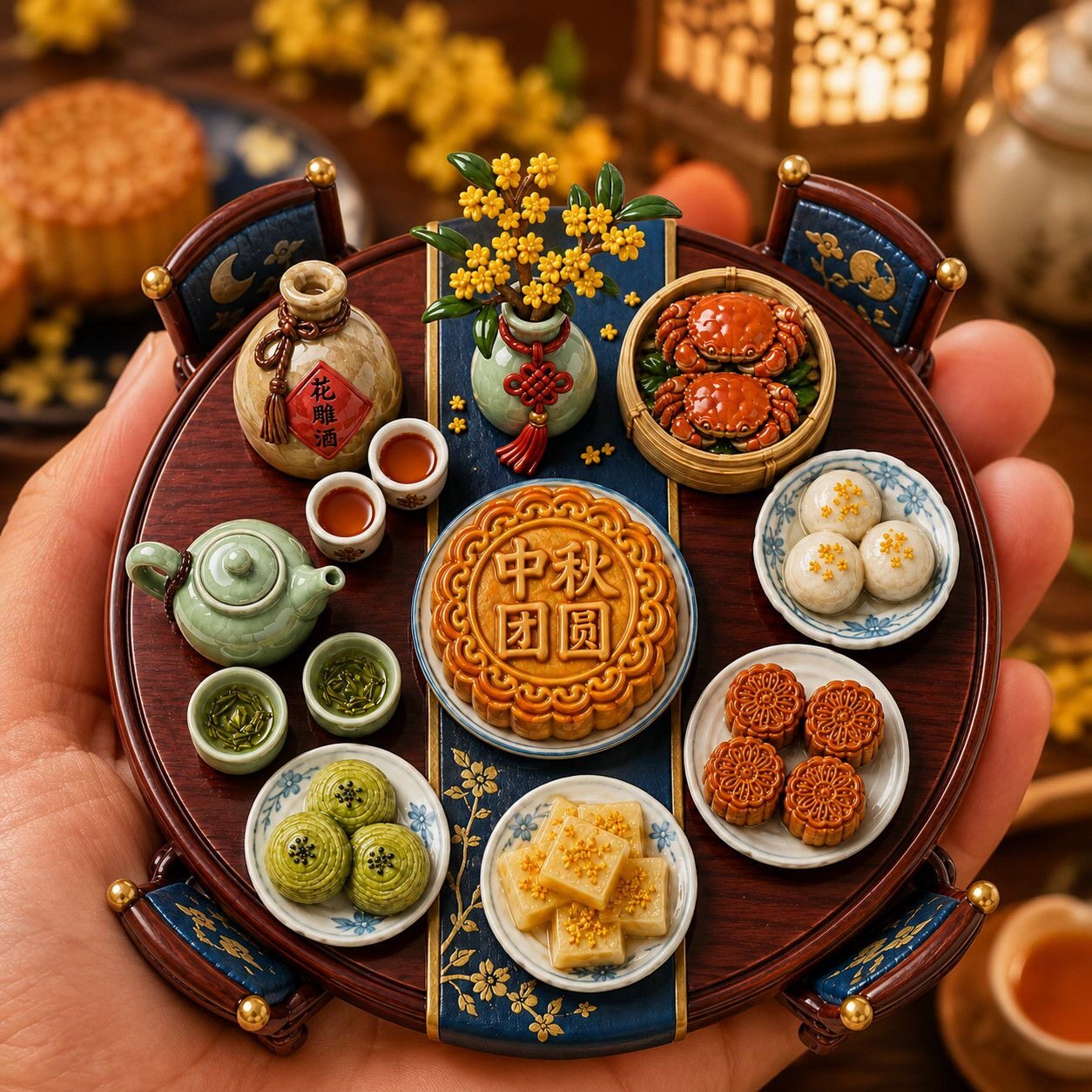 中秋团圆饭树脂浮雕磁吸冰箱贴节日纪念品小礼品爆款电商厂家批发