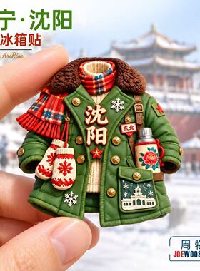 辽宁沈阳军大衣复古风物冰箱贴立体磁性贴旅行伴手礼礼物家居装饰