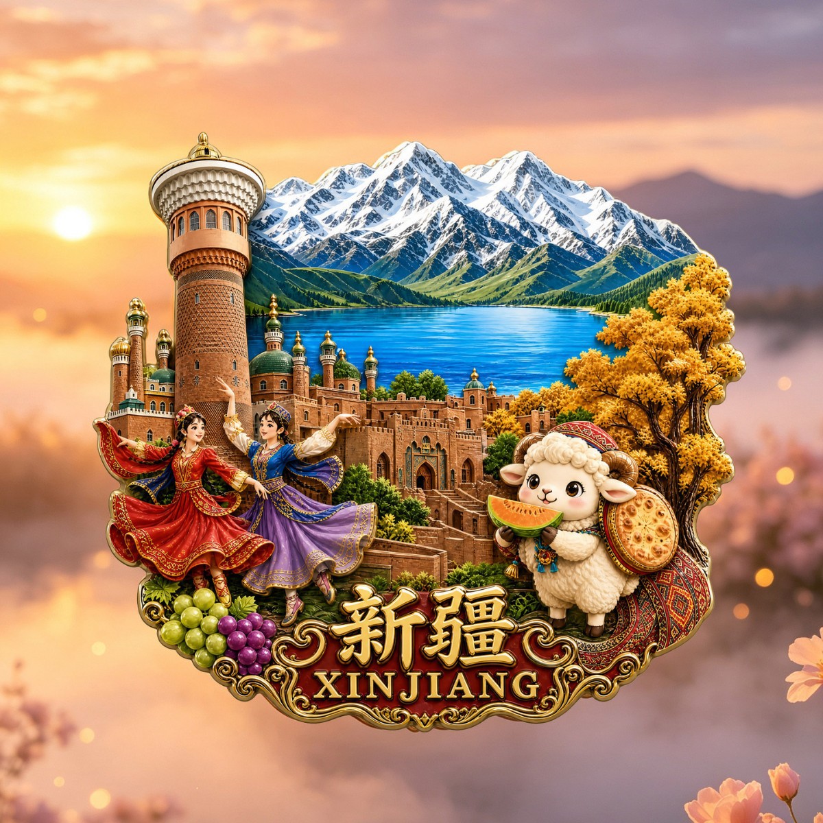 【新疆金属冰箱贴】赛里木湖大巴扎天山哈密文创纪念品礼物可定制