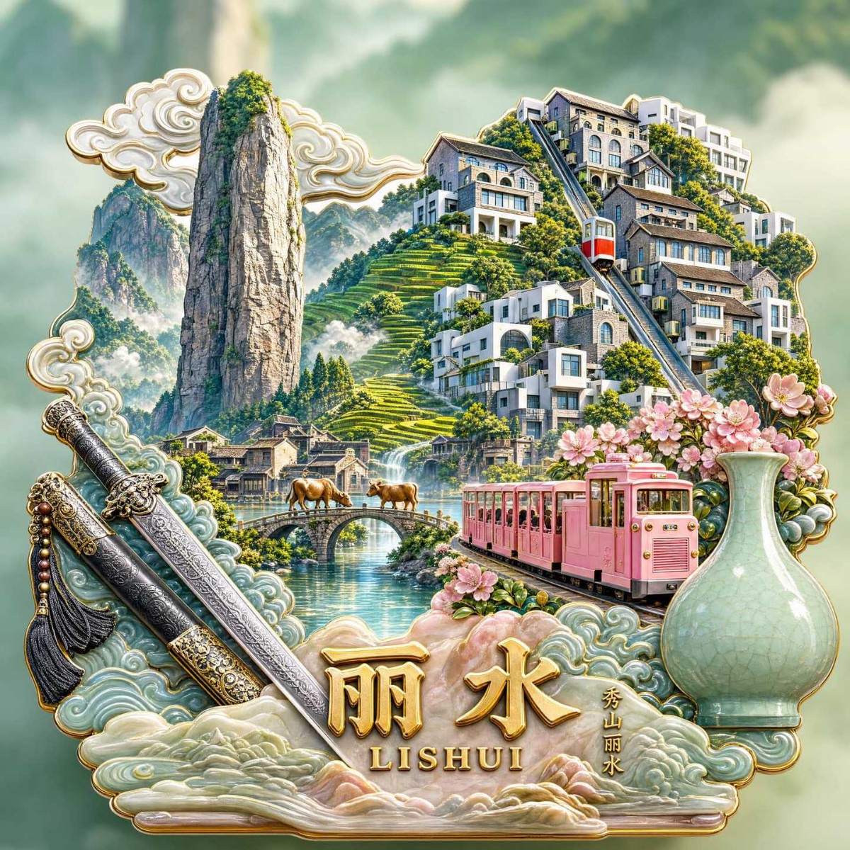 【丽水金属冰箱贴】那云天空之城云和梯田文创纪念品礼物可定制